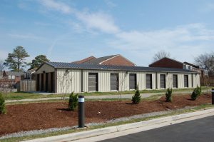 tan storage building